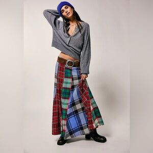 Free People Multicolor Plaid A-Line Skirt